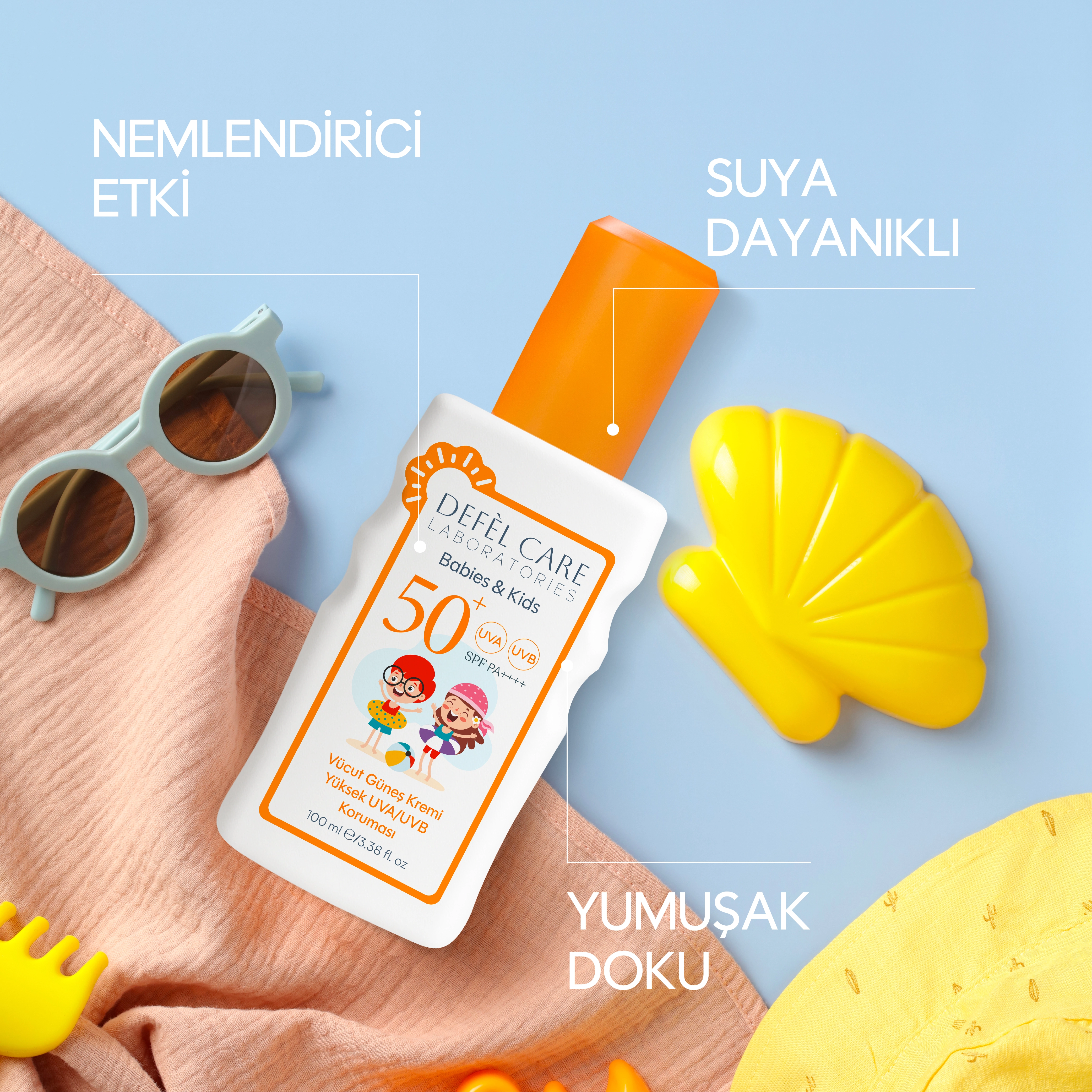 Defel Care 50 SPF Çocuk Vücut Güneş Kremi